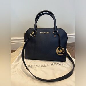 Michael Kors Navy Blue Cindy Medium Satchel Bag